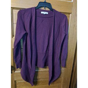 Ann Taylor LOFT Open Cardigan Sweater Burgundy Size M